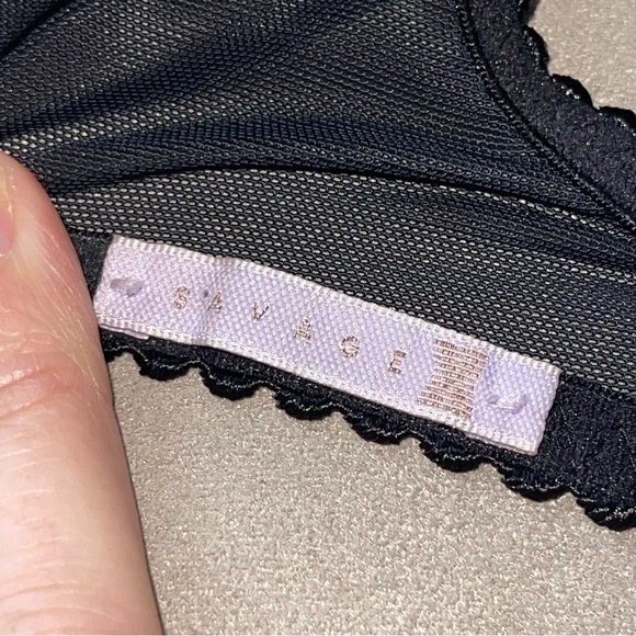 Savage X Fenty RIHANNA Reg Unlined Bra Cute AF Nude Print 34B Tattoo Mesh Lace - Picture 6 of 6